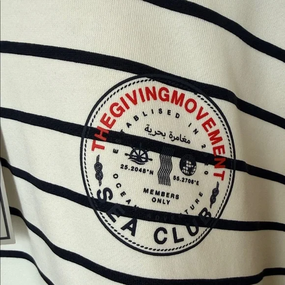 NWT THE GIVING MOVEMENT STRIPPED LOGO HOODIE IN ORGANIC COTTON blend s 2XL MEN